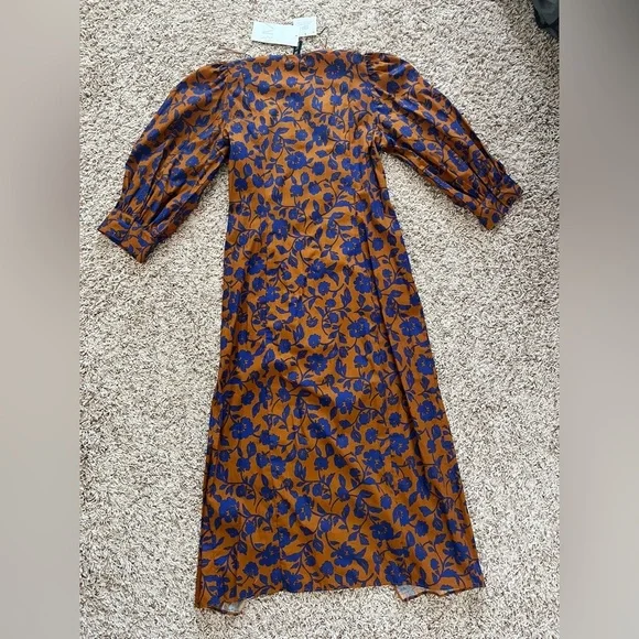 Zara Poplin long floral midi skirt dress - Picture 16 of 17